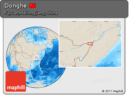 Shaded Relief Location Map of Donghe