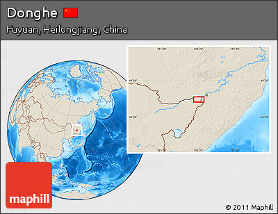 Shaded Relief Location Map of Donghe