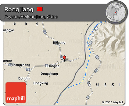 Shaded Relief Map of Rongjiang