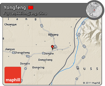 Shaded Relief Map of Yongfeng