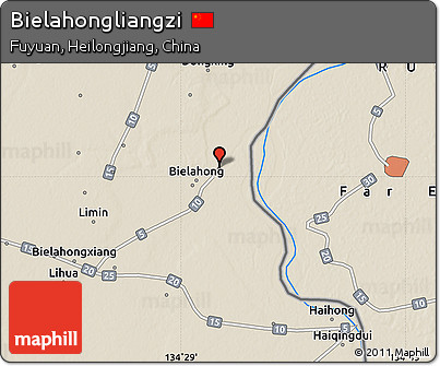 Shaded Relief Map of Bielahongliangzi