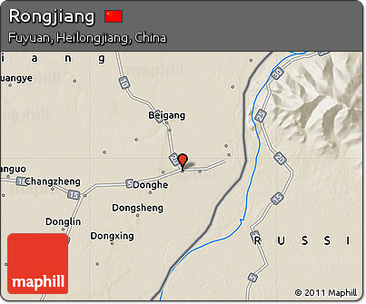 Shaded Relief Map of Rongjiang
