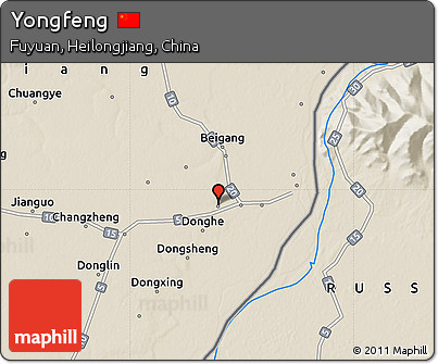 Shaded Relief Map of Yongfeng