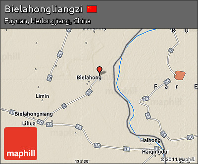 Shaded Relief Map of Bielahongliangzi