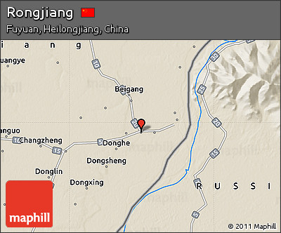 Shaded Relief Map of Rongjiang