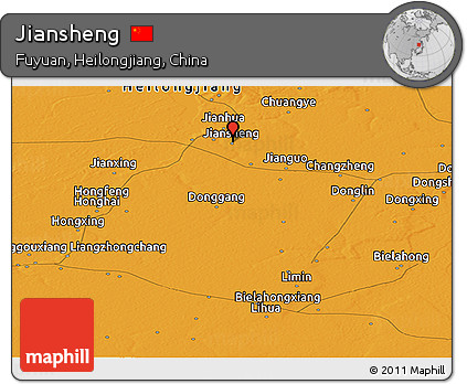 Political Panoramic Map of Jiansheng