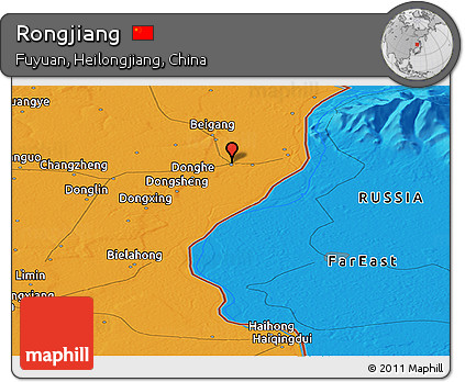 Political Panoramic Map of Rongjiang