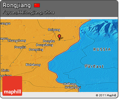 Political Panoramic Map of Rongjiang