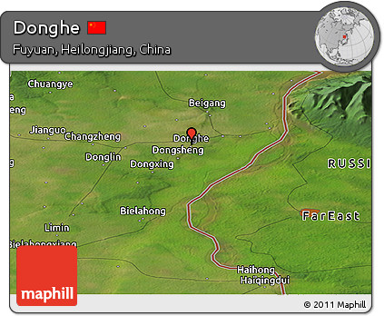Satellite Panoramic Map of Donghe