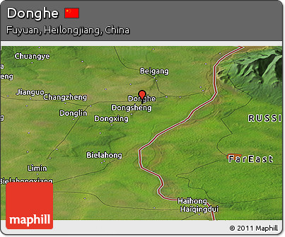 Satellite Panoramic Map of Donghe
