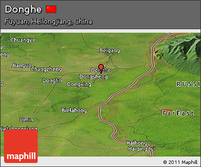 Satellite Panoramic Map of Donghe