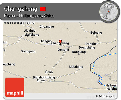 Shaded Relief Panoramic Map of Changzheng