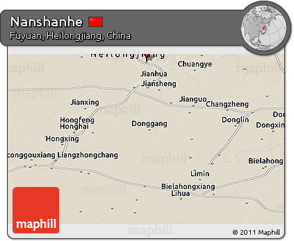 Shaded Relief Panoramic Map of Nanshanhe