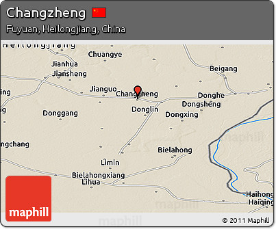 Shaded Relief Panoramic Map of Changzheng