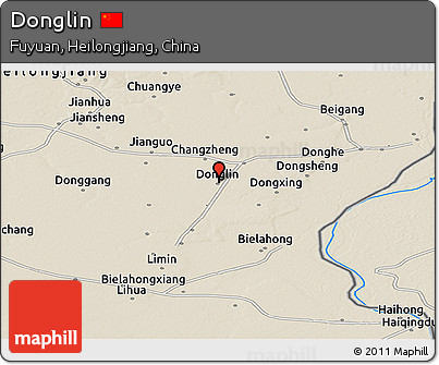 Shaded Relief Panoramic Map of Donglin