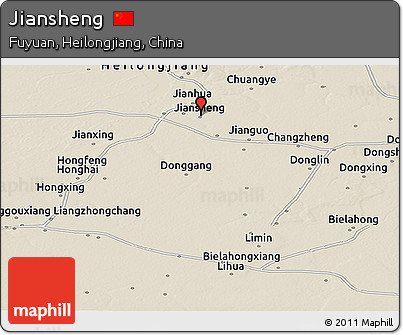 Shaded Relief Panoramic Map of Jiansheng