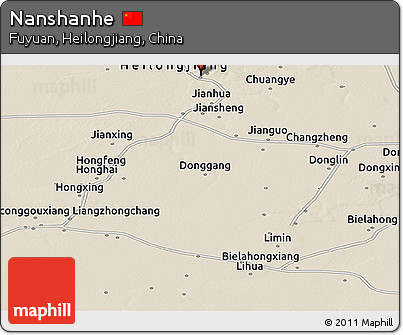 Shaded Relief Panoramic Map of Nanshanhe