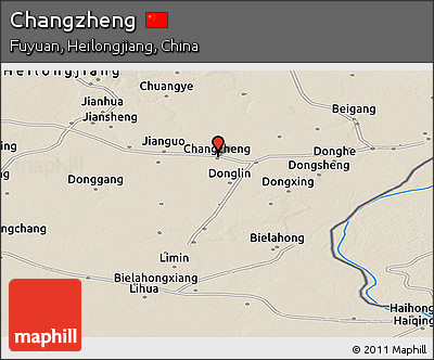 Shaded Relief Panoramic Map of Changzheng
