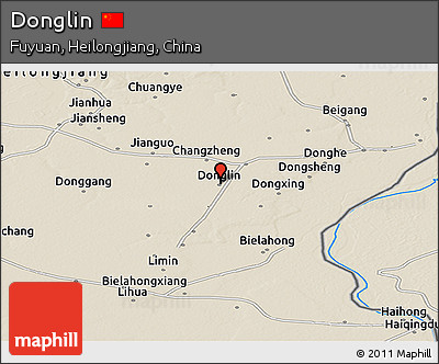 Shaded Relief Panoramic Map of Donglin