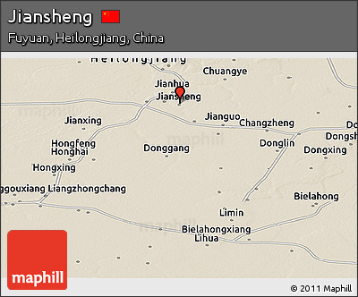 Shaded Relief Panoramic Map of Jiansheng