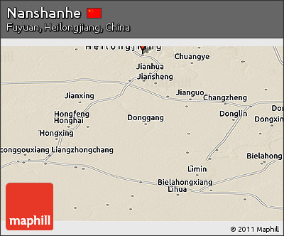 Shaded Relief Panoramic Map of Nanshanhe