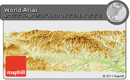 Physical Panoramic Map of the Area around 48° 5' 50" N, 137° 46' 30" E