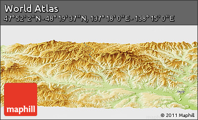 Physical Panoramic Map of the Area around 48° 5' 50" N, 137° 46' 30" E