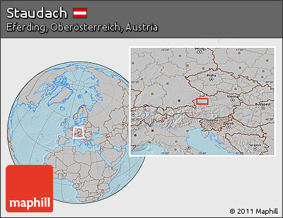 Gray Location Map of Staudach, hill shading