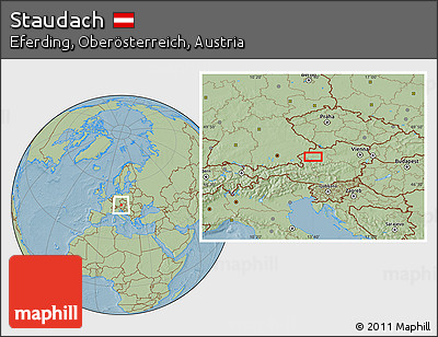 Savanna Style Location Map of Staudach, hill shading