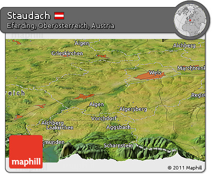 Satellite Panoramic Map of Staudach