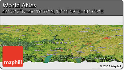 Satellite Panoramic Map of the Area around 48° 5' 50" N, 13° 40' 30" E
