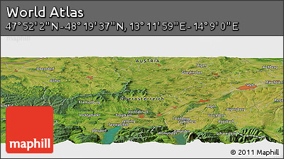 Satellite Panoramic Map of the Area around 48° 5' 50" N, 13° 40' 30" E