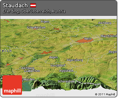 Satellite Panoramic Map of Staudach