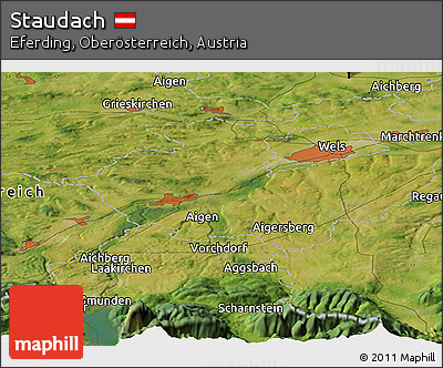 Satellite Panoramic Map of Staudach