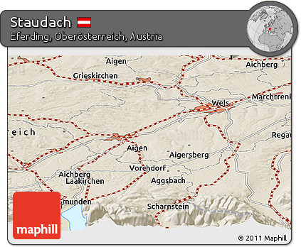 Shaded Relief Panoramic Map of Staudach