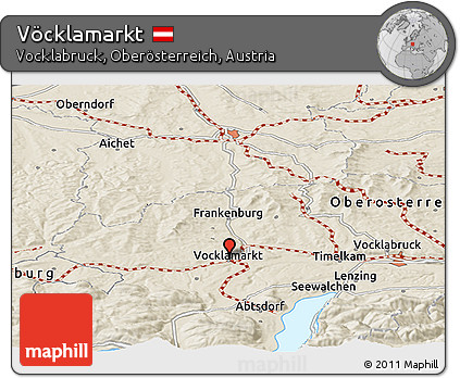 Shaded Relief Panoramic Map of Vöcklamarkt