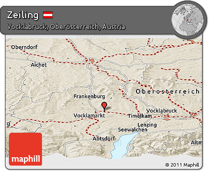 Shaded Relief Panoramic Map of Zeiling