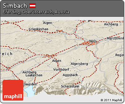 Shaded Relief Panoramic Map of Simbach