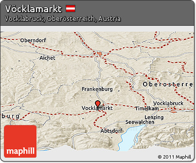 Shaded Relief Panoramic Map of Vöcklamarkt