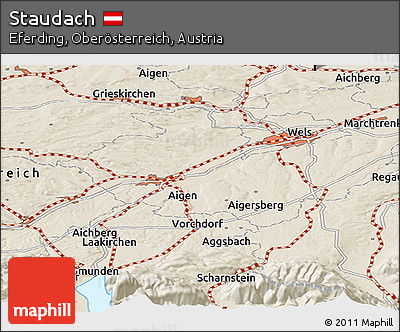 Shaded Relief Panoramic Map of Staudach