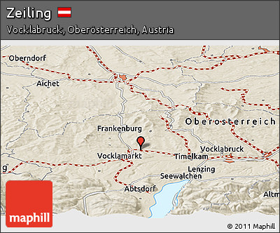 Shaded Relief Panoramic Map of Zeiling