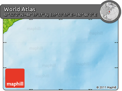 Physical Map of the Area around 48° 5' 50" N, 140° 19' 29" E