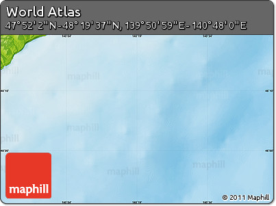 Physical Map of the Area around 48° 5' 50" N, 140° 19' 29" E