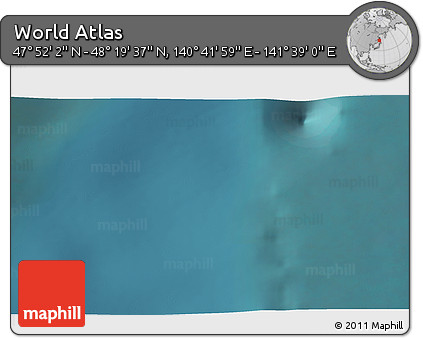 Satellite 3D Map of the Area around 48° 5' 50" N, 141° 10' 30" E