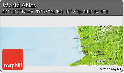 Physical Panoramic Map of the Area around 48° 5' 50" N, 142° 1' 30" E