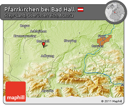Physical 3D Map of Pfarrkirchen Bei Bad Hall