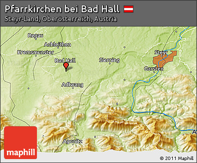 Physical 3D Map of Pfarrkirchen Bei Bad Hall