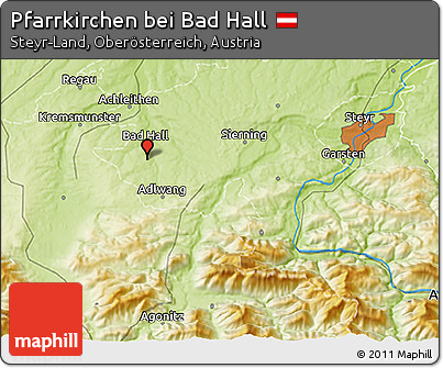Physical 3D Map of Pfarrkirchen Bei Bad Hall