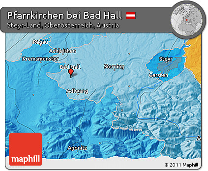 Political 3D Map of Pfarrkirchen Bei Bad Hall