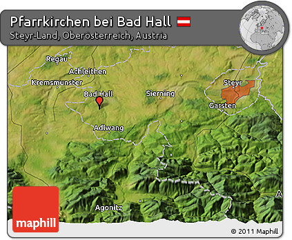 Satellite 3D Map of Pfarrkirchen Bei Bad Hall